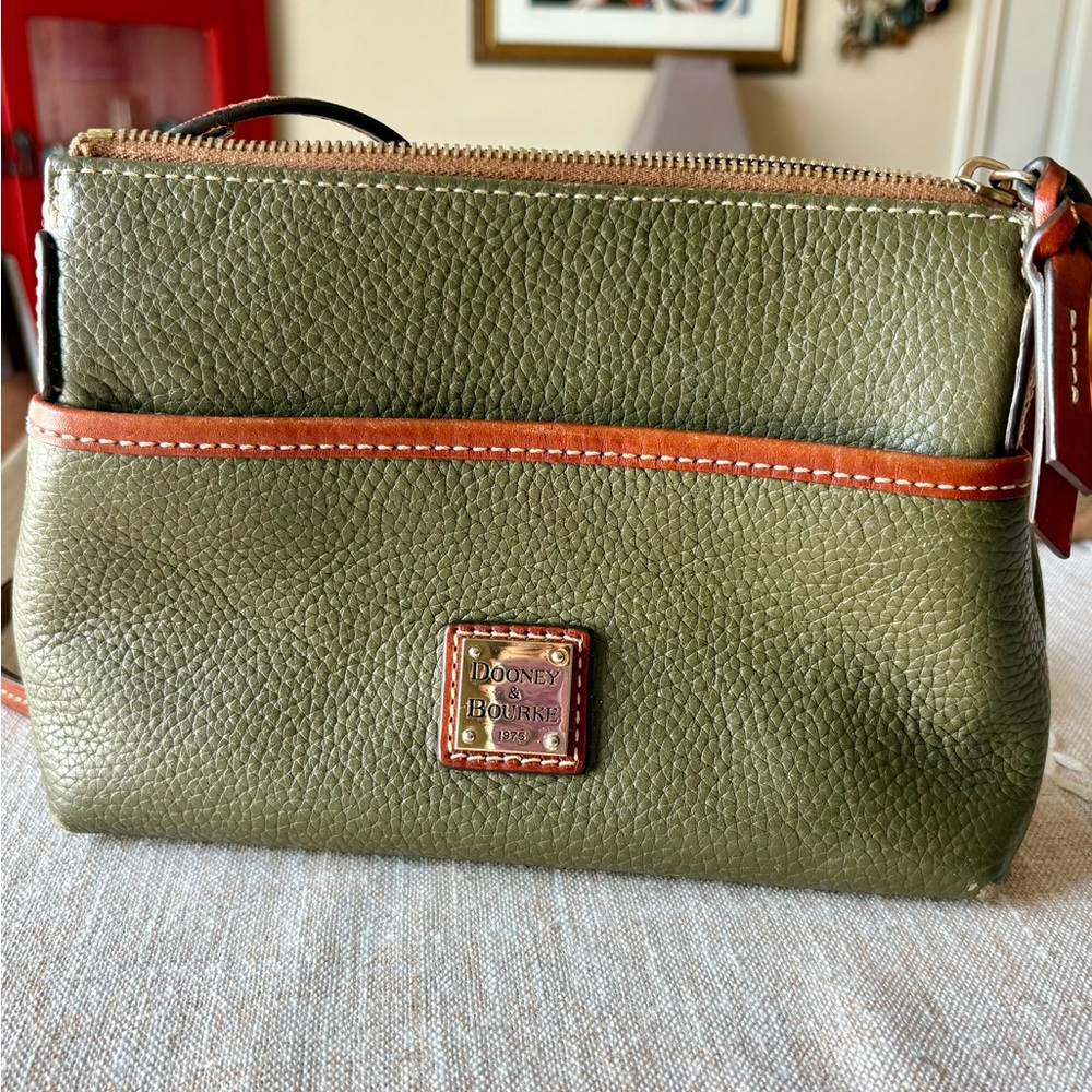 Dooney & Bourke Pebble Grain Ginger Crossbody Pouchette Bag Purse, Olive